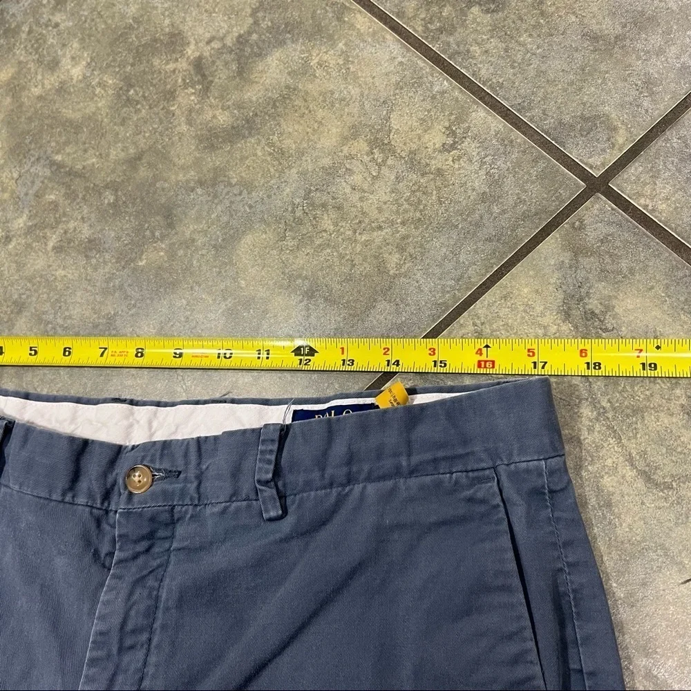 Polo Ralph Lauren Chino Khaki Gray Blue Shorts 36 Slim Stretch Casual Preppy EUC